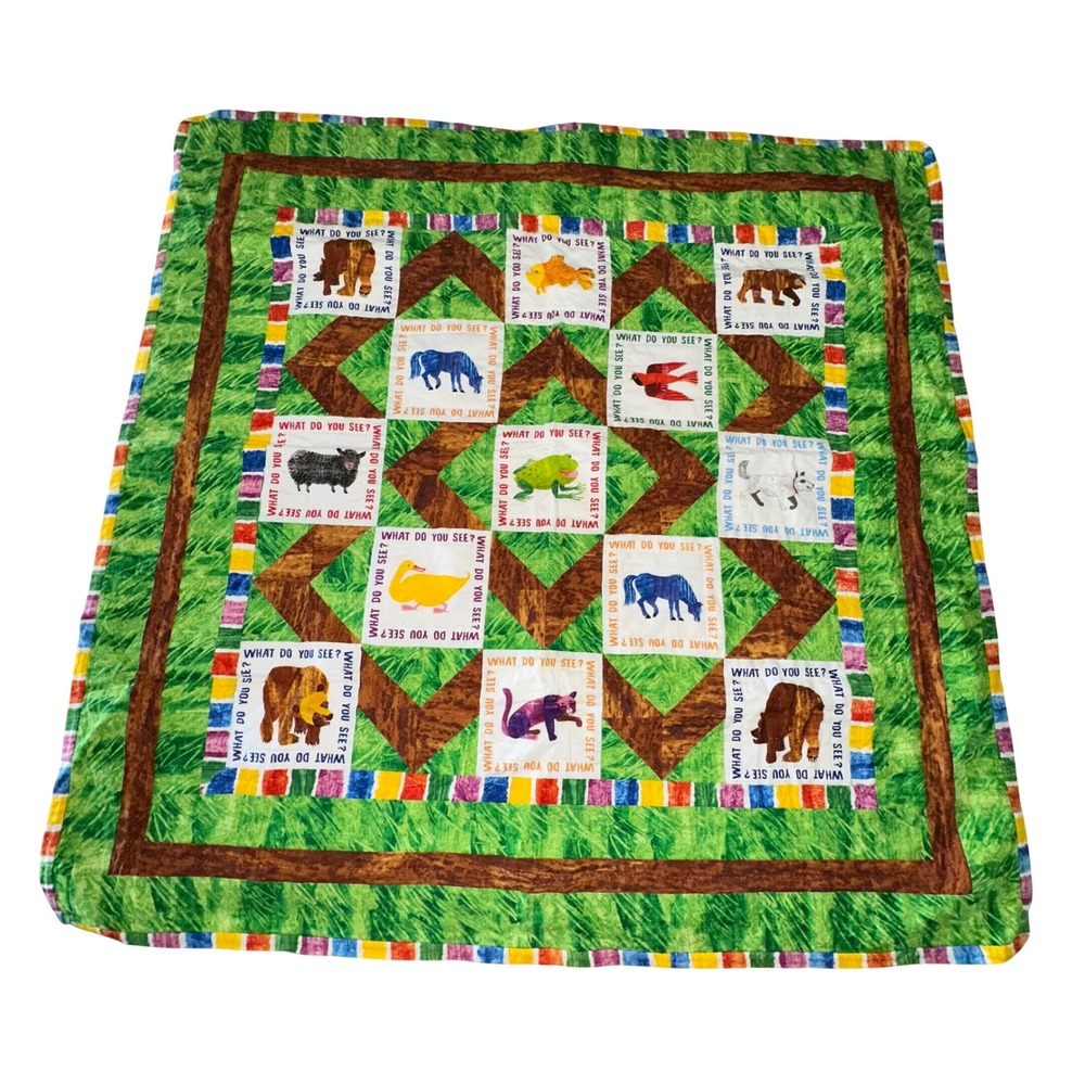 Brown‎ Bear Kid's Themed Crib Blanket Homemade Reversible